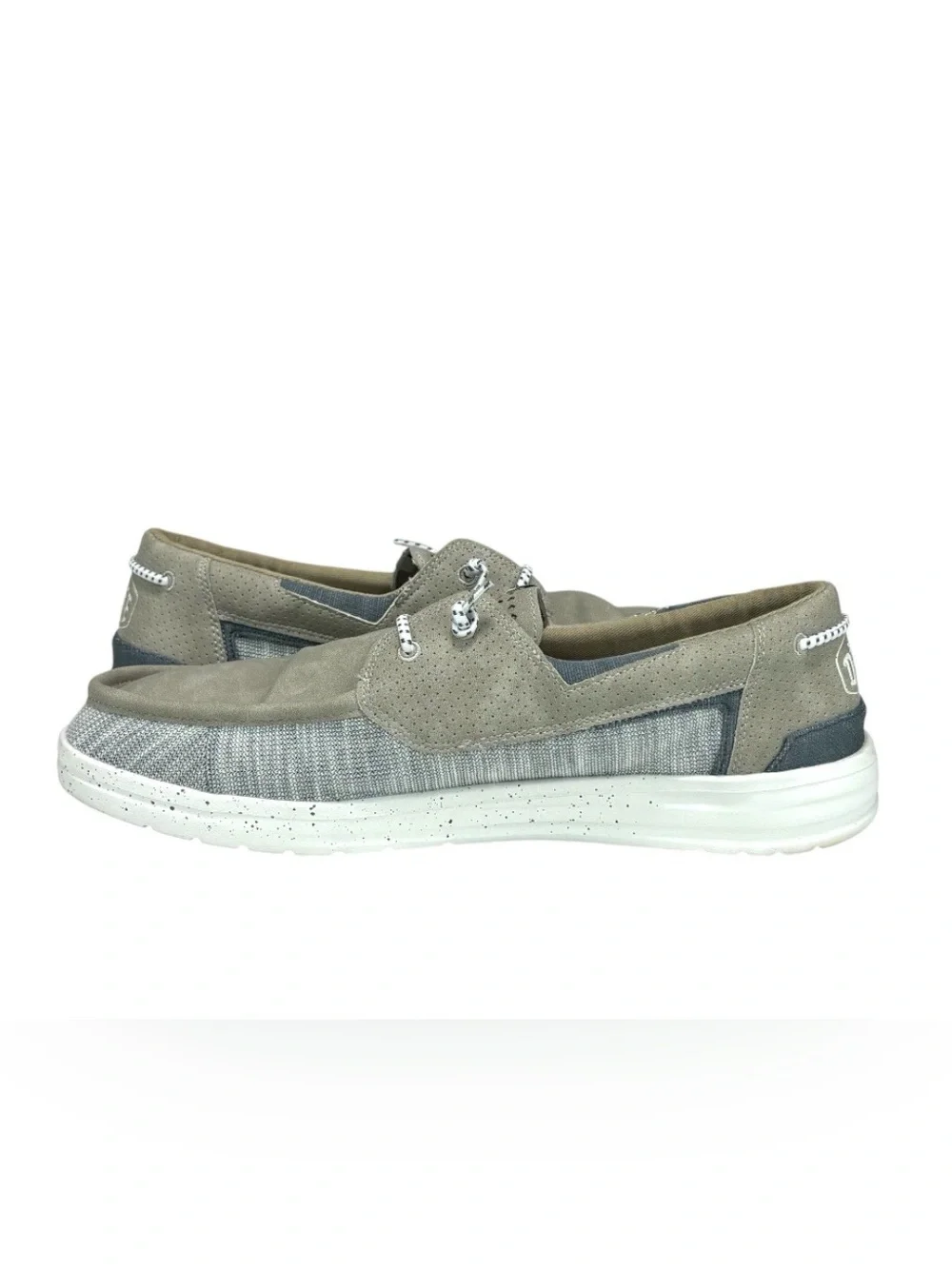 Hey Dude Welsh Grip Mix Oyster Men's Boat Shoes Canvas Oyster US 13 EU 46